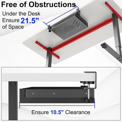 No Drill Under Desk Laptop Mount, Metal Under Desk Storage Shelf with Cable Management, Laptop Storage Tray for MacBook, Keyboard, Mac Mini, Anti-Scratch Silicone, Fits Office, Gaming, Workstations