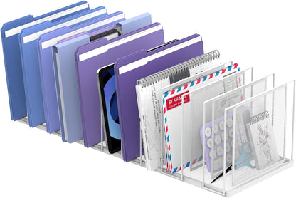 File Organizer for Desk, 5-Section Vertical File Sorter, Paper Holder Organizer Standing Metal File Folder for Office Home Classroom, Black