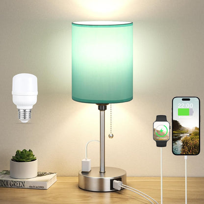 Dicoool Bedside Table Lamp for Bedroom - Small Desk Lamp with USB Ports