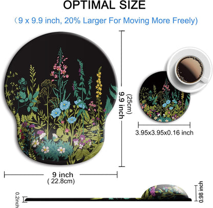 Ergonomic Mouse Pad with Wrist Support Rest,Large Mousepad Gel Wrist Rest, with Coaster Non-Slip & Pain Relief for Computer, Desk, Home&Office-Beach - Colors B