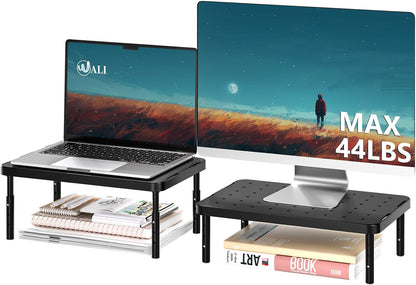 WALI Monitor Stand Riser with Drawer, Desk Organizers and Accessories for Computer, Printer, Laptop Stand for Home Office Supplies, (PTT005-B), 1 Pack, Black