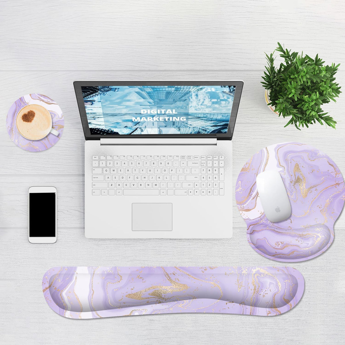 Ergonomic Mouse Pad with Wrist Rest and Keyboard Wrist Rest, Mousepad