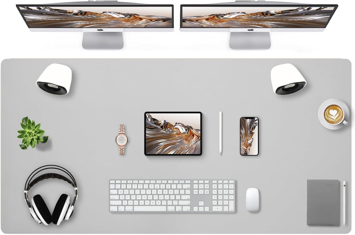 Bloss Leather Desk Pad and Keyboard Wrist Rest, Large Mouse Pad + Keyboard Pad+Mouse Wrist Support, Non-Slip Desk Mat Protector for Office, Home(31.5×15.7 Inches,Beige) - Colors B