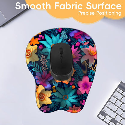 Wrist Support Mouse Pad Anti Slip Rubber Wrist Rest Mousepad 9in X 8in Small Desktop Notebook Mouse Mat for Working and Gaming (M-Pink Floral)