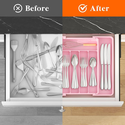 Expandable Silverware Drawer Organizer, Kitchen Utensil Tray