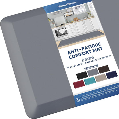 KitchenClouds Kitchen Mat Cushioned Anti Fatigue Rug 17.3"x28" Water Resistant, Non Slip, Standing and Comfort Desk/Floor Mats for House Sink Office (Black)