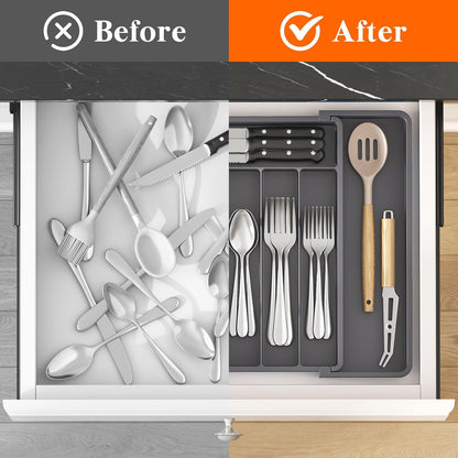 Expandable Silverware Drawer Organizer, Kitchen Utensil Tray