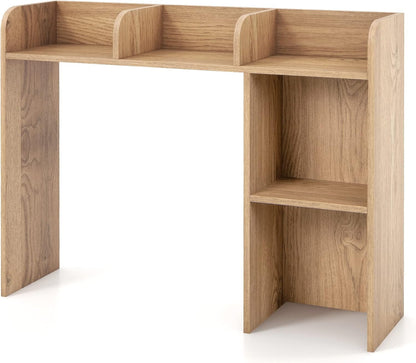 Desktop Bookshelf, Countertop Storage Hutch with 5 Shelves for Computer Desk, Desk 3-Tier Display Rack, Multipurpose Wood Desktop Hutch Storage Organizer for Dorm Office Home