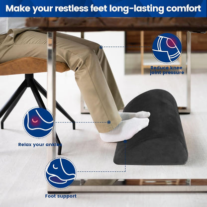 Foot Rest for Under Desk at Work,Office Desk Accessories with Soft Foam and Washable Removable Cover, Foot Stool for Office, Car, Home to Foot Support and Relax Ankles, Black