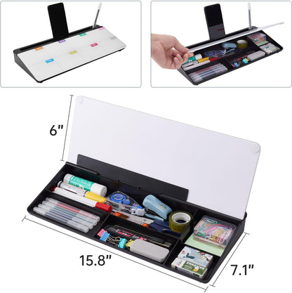 TSJ OFFICE Desktop Whiteboard Dry-Erase-Board - Computer Keyboard Stand White Board Surface Pad with Drawer, Desk Organizers with Accessories for Office, Home, School Supplies - Black