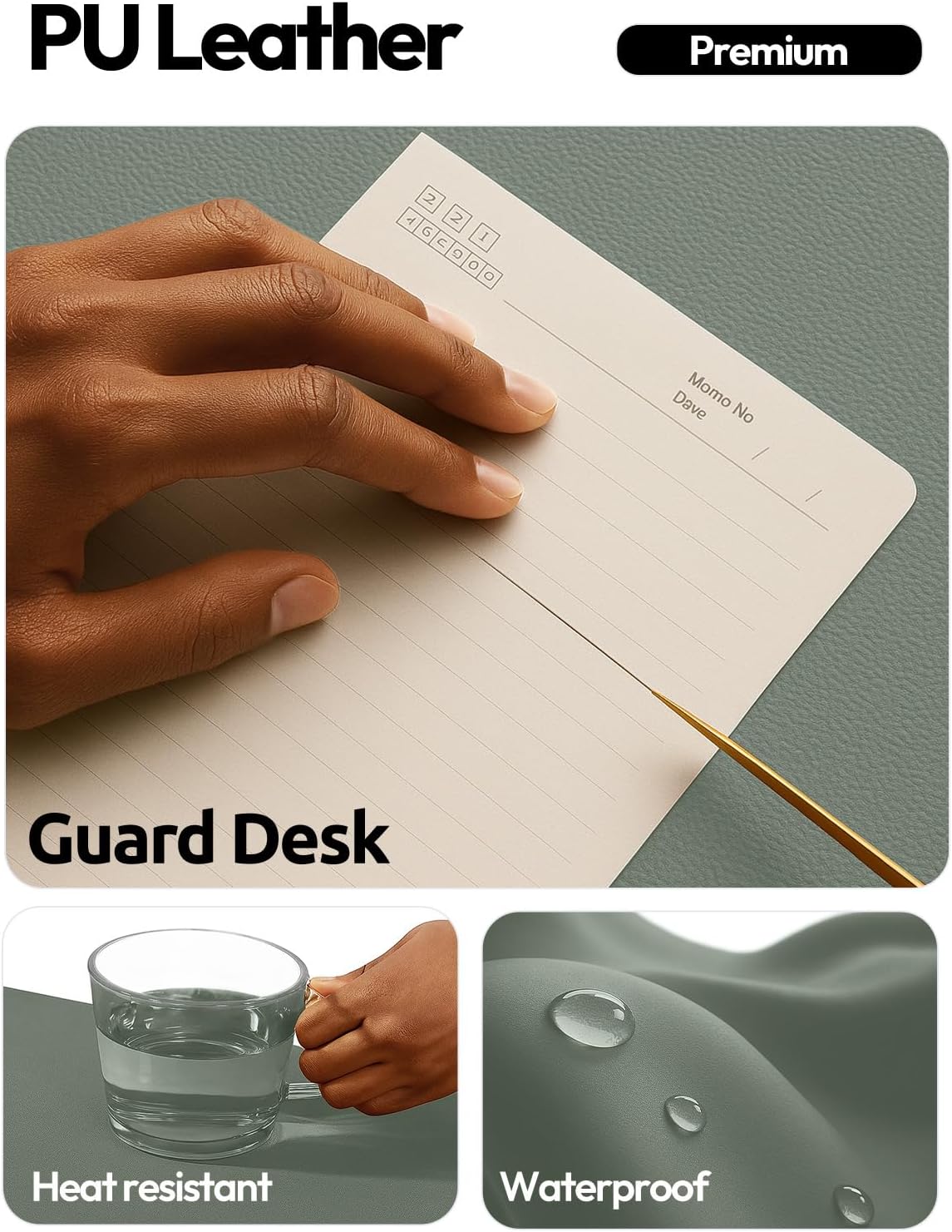 YSAGi Leather Desk Pad Protector, Office Desk Mat, Large Mouse Pad, Non-Slip PU Leather Desk Blotter, Waterproof Laptop Desk Writing Pad for Office and Home (23.6" x 13.8", Eggshell) - Colors A