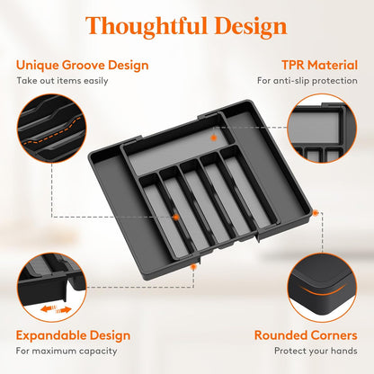 Expandable Silverware Drawer Organizer, Kitchen Utensil Tray