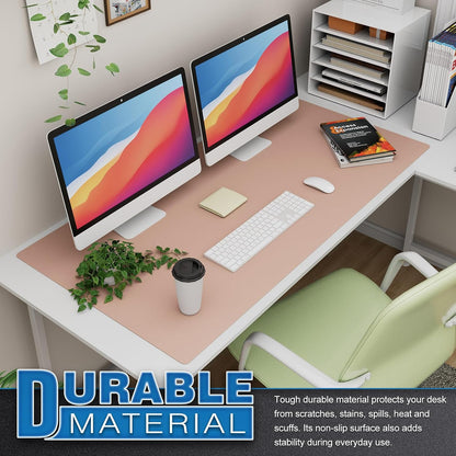 K KNODEL Large Office Leather Desk Mat, Mouse and Keyboard Pad, Computer and Laptop Mat, Desktop Protector and Cover, Writing Pad and Blotter (31.5"x15.7", Black)