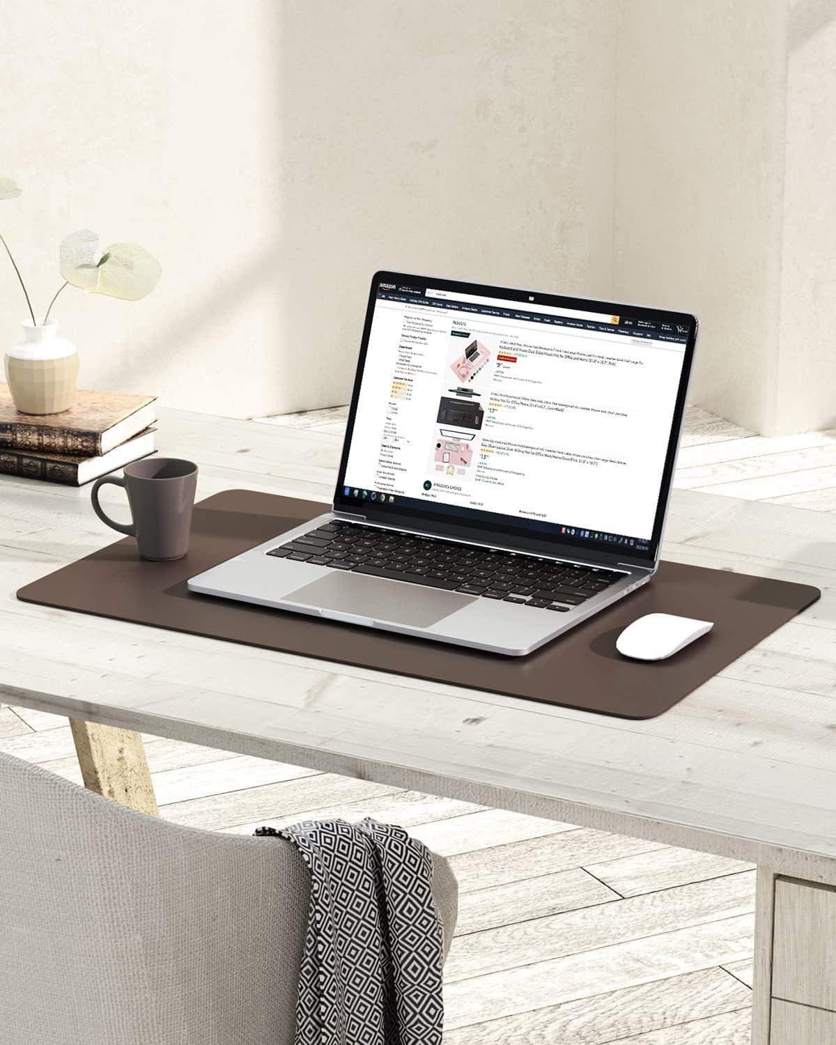 YSAGi Non-Slip Leather Desk Pad, Waterproof Laptop Computer Desk Keyboard Mat, Table Protector Blotter Mat, Large Mouse Pad for Office/Work/Home/Decor(Dark Brown, 31.5" x 15.7")