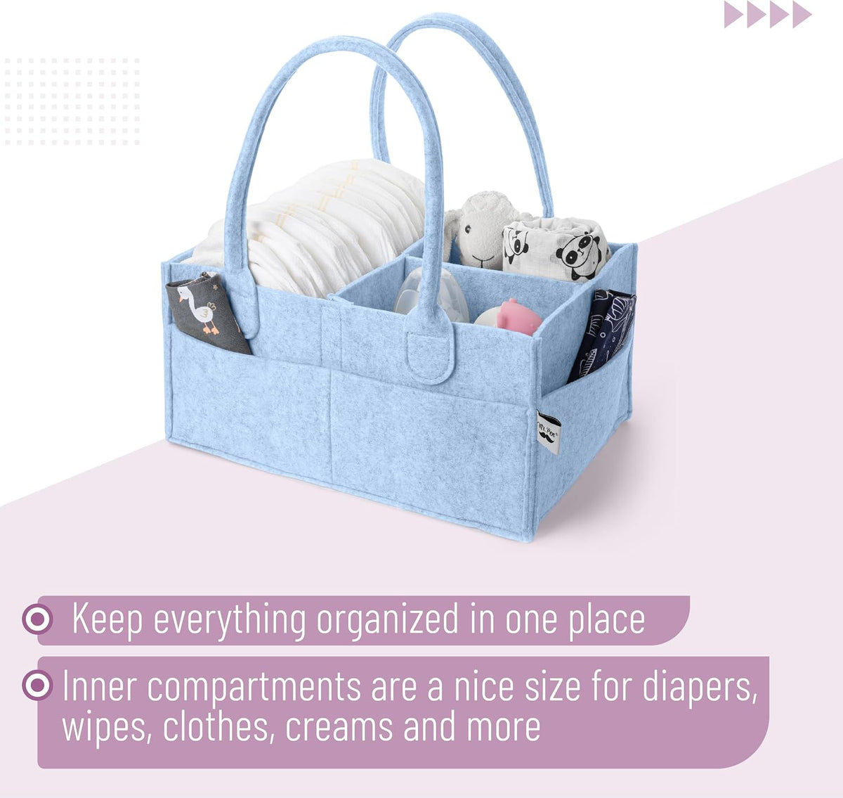 Baby Diaper Caddy Organizer, Gray, Medium