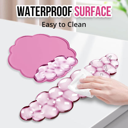 Keyboard Wrist Rest Set — Ergonomic Cloud Gel Wrist Rest Keyboard and Mouse Pad, Non-Slip Desk Accessories for Office and Home（White）