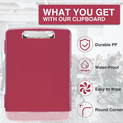 Clipboard with Storage, Clip Board 8.5 x 11 with Pen Holder, High Capacity Plastic Organization Case Box for Letter Legal A4 Size Paper, Nurses Teachers Must Haves, School & Office Supplies