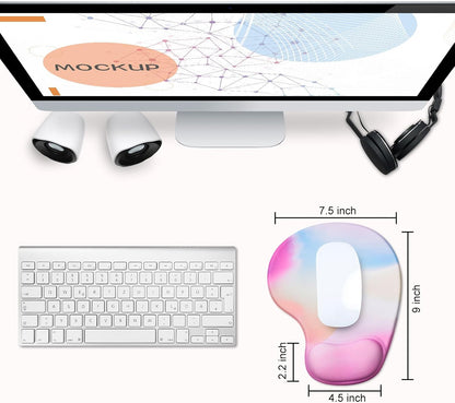 JIKIOU Mouse Pad, 2 Pack Ergonomic Mouse Pads with Comfortable Gel Wrist Rest Support and Smooth Cloth, Non-Slip PU Base for Easy Typing Pain Relief Durable and Easy to Clean Small Black