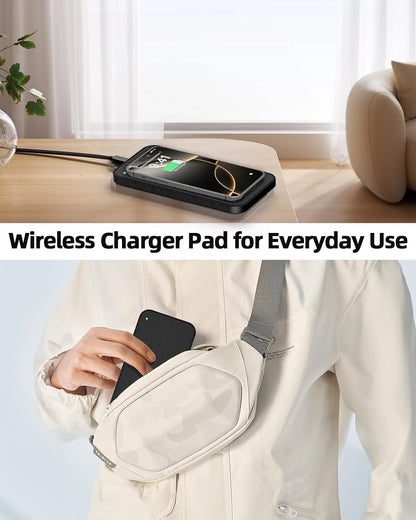 Leather Valet Tray with Wireless Charging Pad - Luxury EDC Nightstand Organizer for Men - Premium Desk Tray for Phone, Watch, Glasses & Keys - Sleek Office Desk Accessories & Gift for Him, Brown