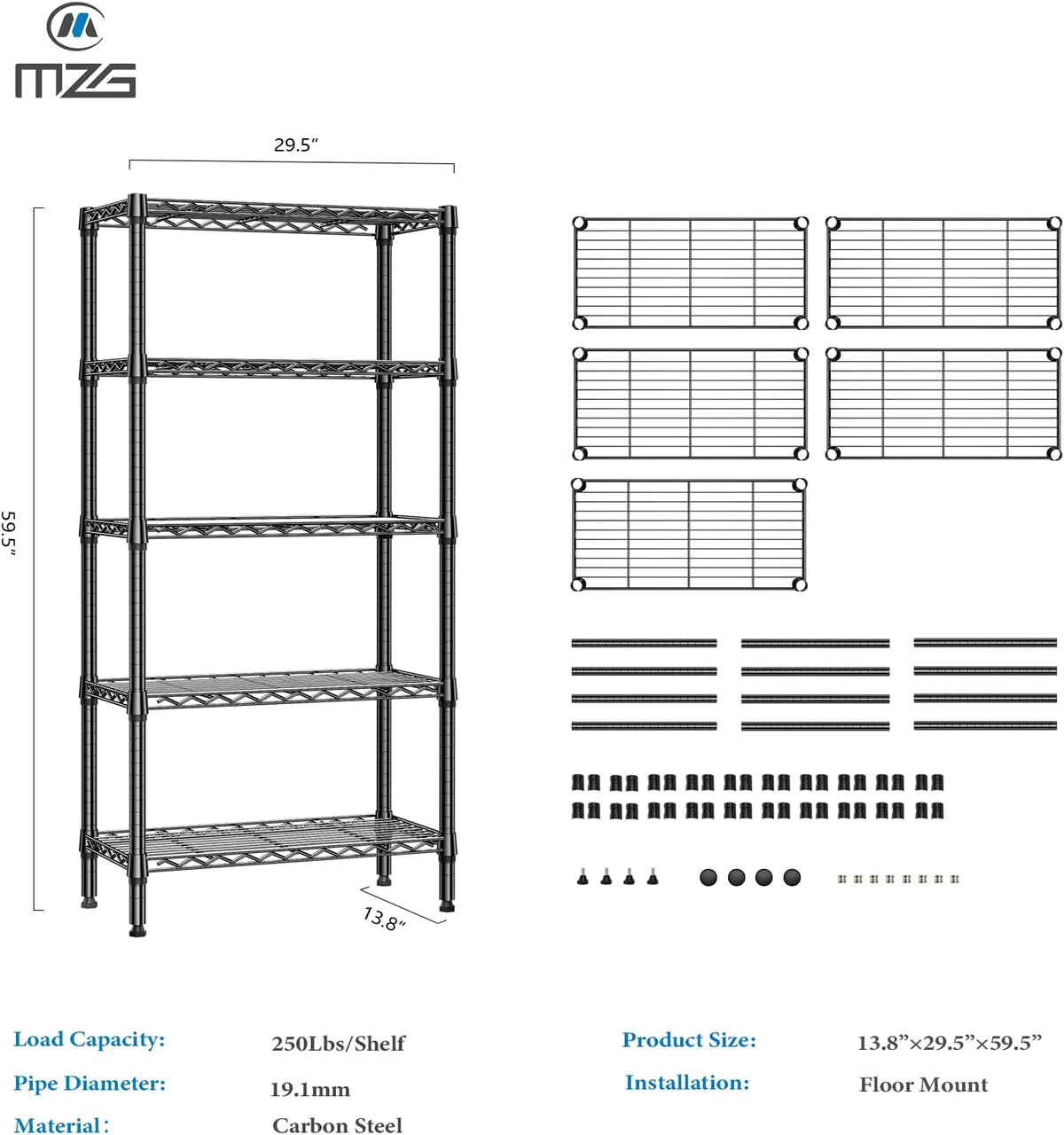 M MZG 450 lbs Steel Storage Shelving 3-Tier Utility Shelving Unit Steel Organizer Wire Rack for Home,Kitchen,Office (11.8" D x 17.7" W x 26.3" H) - Colors B
