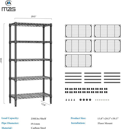 M MZG 450 lbs Steel Storage Shelving 3-Tier Utility Shelving Unit Steel Organizer Wire Rack for Home,Kitchen,Office (11.8" D x 17.7" W x 26.3" H) - Colors B
