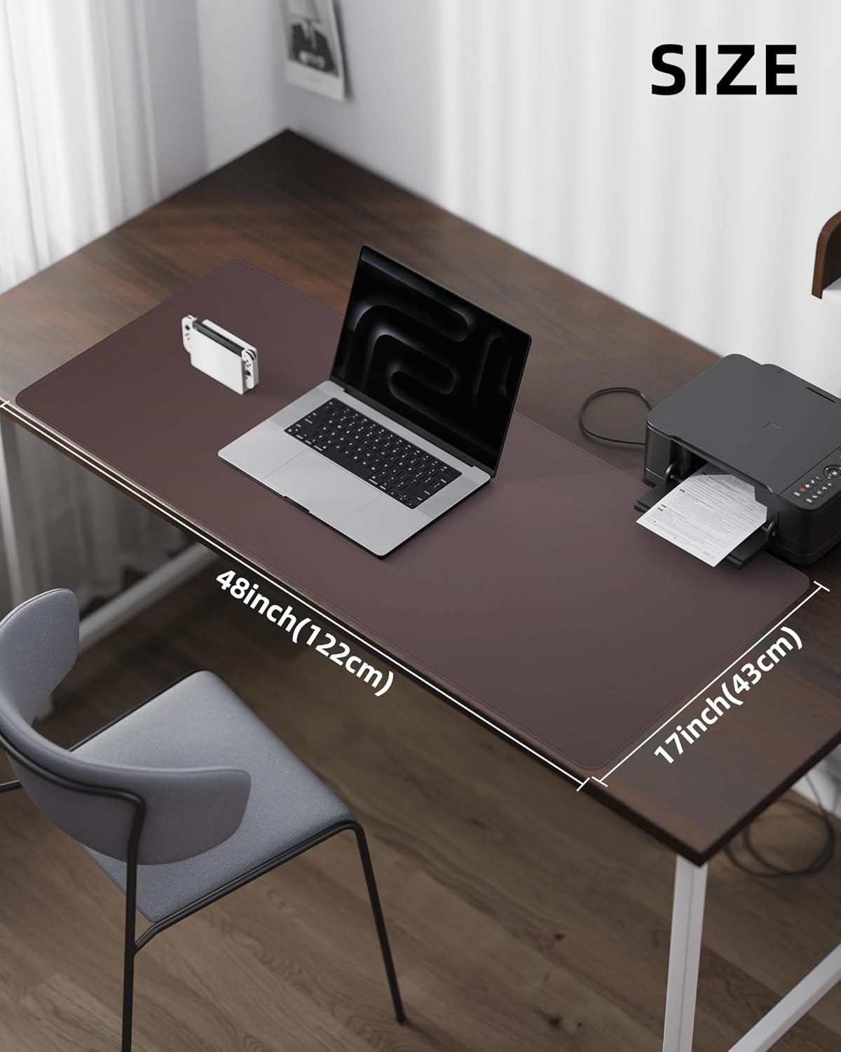 AFIING Large Desk Mat 55" x 24" - PU Leather Desk Pad Protector, Waterproof Non-Slip Extended Mouse Pad for Office Desk, Keyboard, Laptop and Home Workspace (Black)