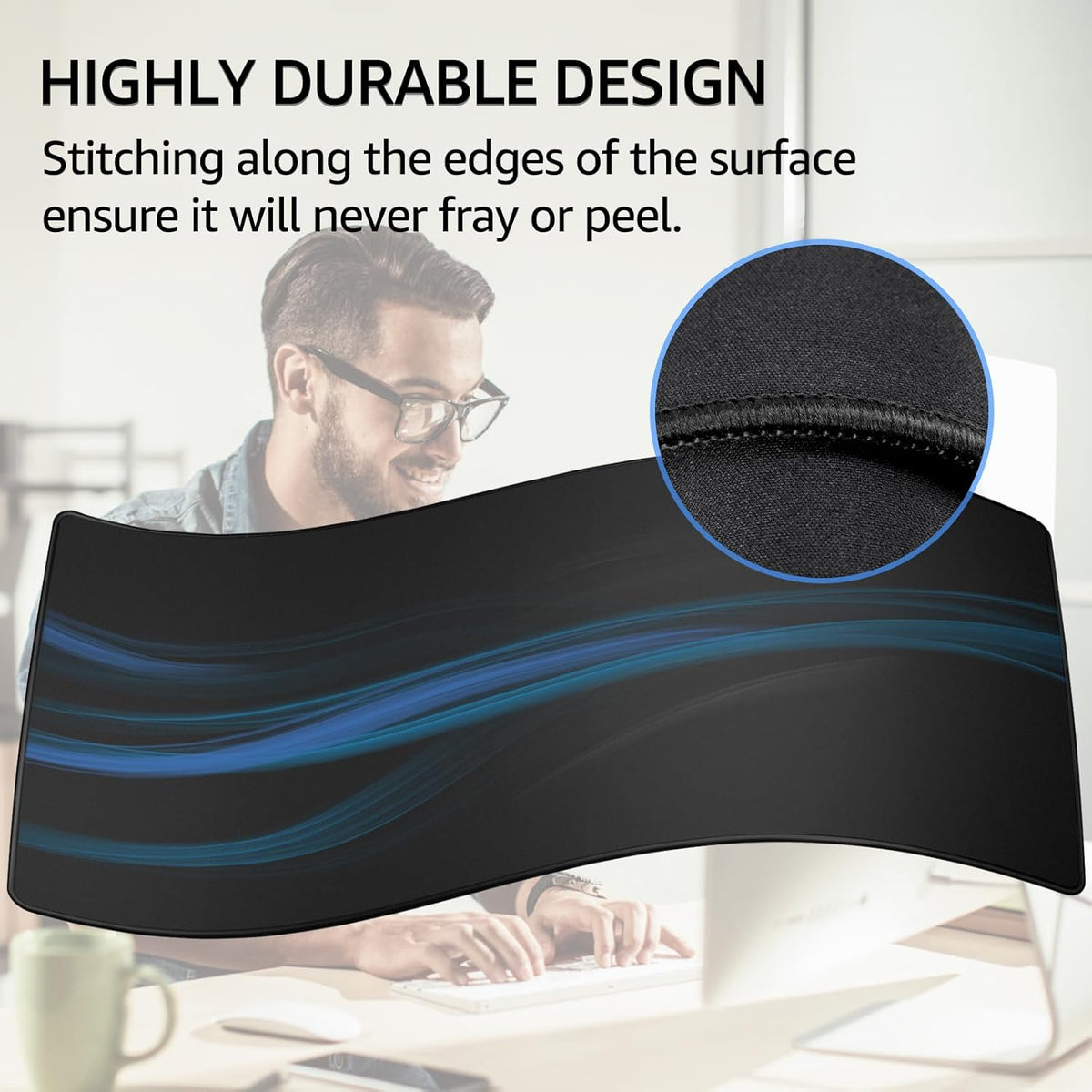 KTRIO Large Gaming Mouse Pad Desk Mat for Gamer, 31.5" x 11.8", Black, XL | Extended Size Design, Superior Micro-Weave Cloth, Non-Slip Rubber Base, Durable Stitched Edges, Water-Resistant Coating