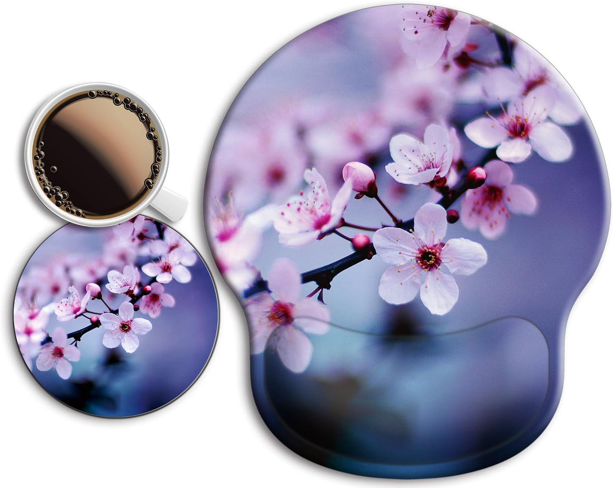 Ergonomic Mouse Pad with Wrist Support Rest,Large Mousepad Gel Wrist Rest, with Coaster Non-Slip & Pain Relief for Computer, Desk, Home&Office-Beach - Colors B