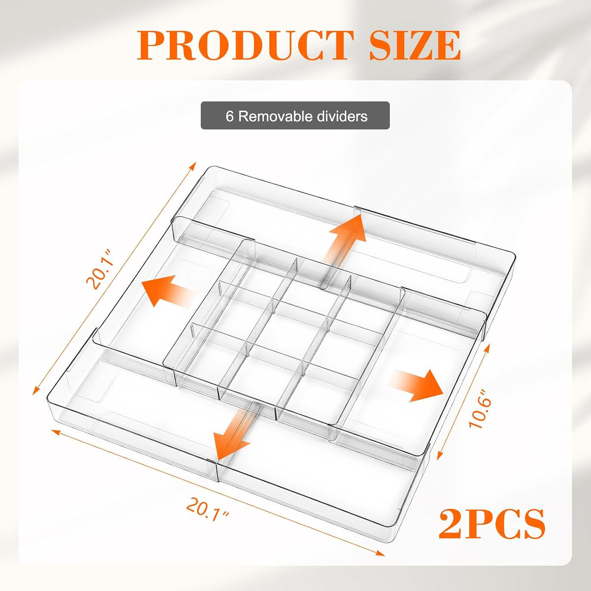 Briwooody 1 Pcs Large Expandable Acrylic Drawer Organizers, Grid Adjustable Drawer, Dividers Organizer for Desk, Makeup, Jewelry, Office, Kitchen Supplies (Clear,11 Compartments)