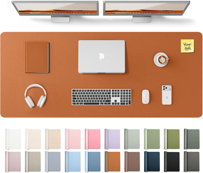 YSAGi Leather Desk Pad Protector, Office Desk Mat, Large Mouse Pad, Non-Slip PU Leather Desk Blotter, Waterproof Laptop Desk Writing Pad for Office and Home (23.6" x 13.8", Eggshell) - Colors A