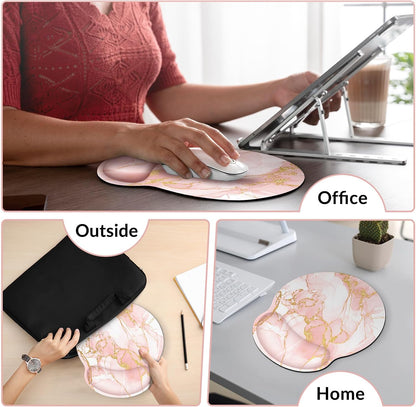KONVINIT Ergonomic Mouse Pad with Wrist Rest, Small Mousepad with Non-Slip Rubber Base and Smooth Surface, Beach Mouse Pads for Desk, Office Desk Accessories