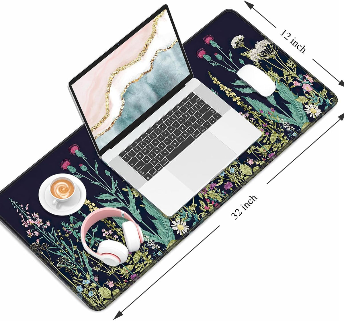 Auhoahsil Desk Mat, Ultra Large Mouse Pad, XXL Gaming Mousepad, Green Tropical Leaves Deskpad, Big Extended Full Size Mouse Pad, Desktop Desk Matt for Keyboard, Laptop & Computer, 35.5 x 15.7 in - Colors A
