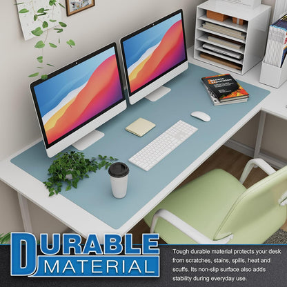 K KNODEL Large Office Leather Desk Mat, Mouse and Keyboard Pad, Computer and Laptop Mat, Desktop Protector and Cover, Writing Pad and Blotter (31.5"x15.7", Black)