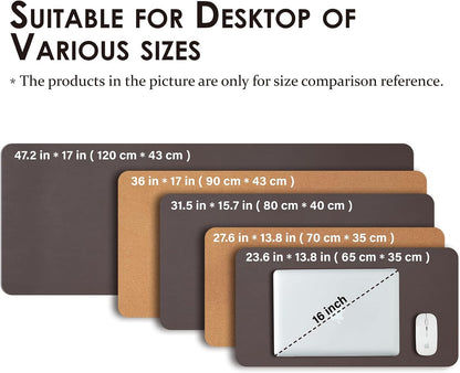 Large Cork Desk Mat - 47.2"x 17" Desk Pad for Office and Home - Ideal for Large Mouse Pad and Desk Mats on Top of Desks(Dark Green)