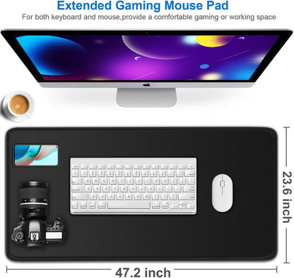 Large Gaming Mouse Pad, 31.5x15.7 inch Large Extended Computer Keyboard Mouse Mat, Water Resist Non-Slip Mousepad Rubber Base Long XXL Desk Mouse Pad for Work & Gaming, Office & Home, Black