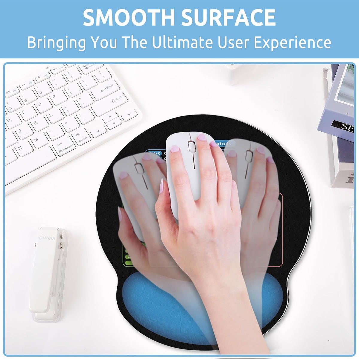 KONVINIT Ergonomic Mouse Pad with Wrist Rest, Small Mousepad with Non-Slip Rubber Base and Smooth Surface, Beach Mouse Pads for Desk, Office Desk Accessories