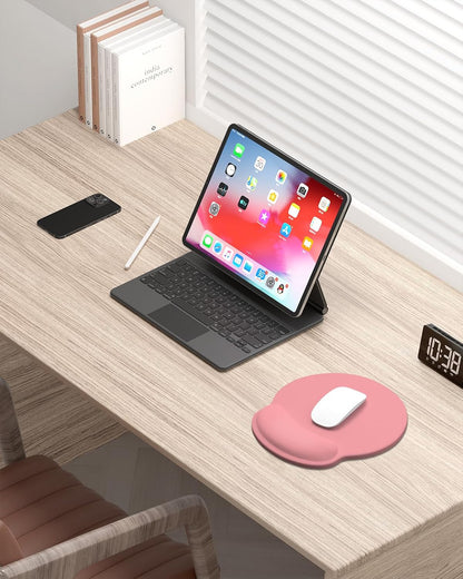 Ergonomic Mouse Pad with Wrist Rest, Comfortable Silicone Non-Slip Computer Pain Relief Gel Mouse Mat with Wrist Support for Gaming, Work, Office, Women & Men, Cute Pattern, Beige