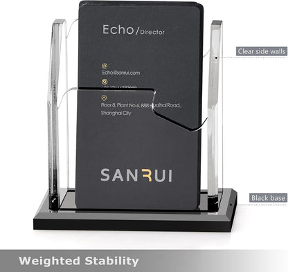 Black Business Card Holder for Desk 1 Slot Clear Acrylic Horizontal