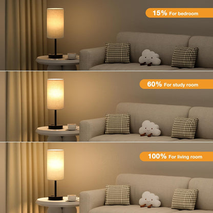 Fenmzee Bedside Table Lamp for Bedroom - Dimmable Touch, USB A+C, AC Outlet