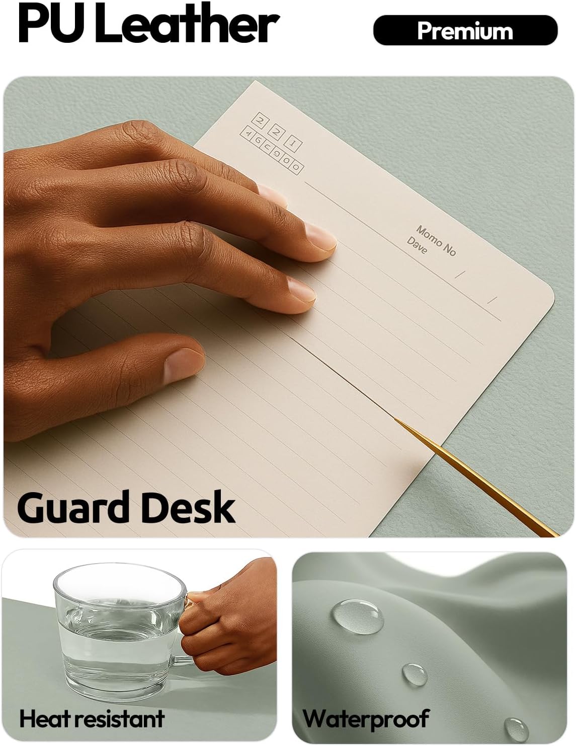 YSAGi Leather Desk Pad Protector, Large Mouse Pad, Non-Slip PU Leather Desk Blotter, Waterproof Writing Pad for Office and Home (31.5" x 15.8", Eggshell) - Colors B