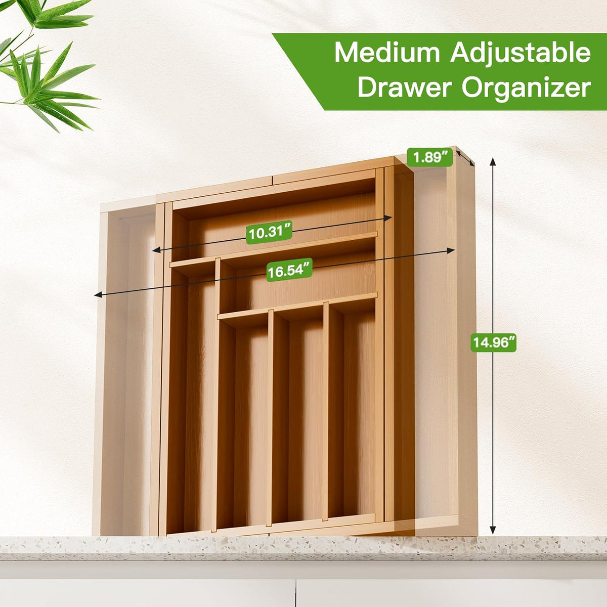 Pipishell Bamboo Expandable Silverware Drawer Organizer, Adjustable Kitchen Utensil Tray for Forks, Spoons and Knives, Wood Storage Cutlery Holder for Bedroom and Living Room