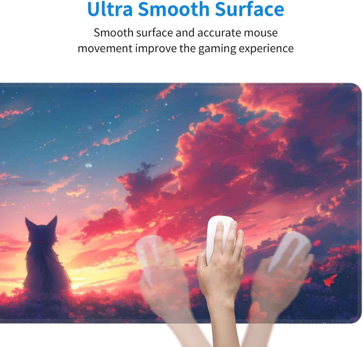 Japanese Mouse Pad, Large Japanese Desk Mat, XL Anime Gaming Keyboard Mat, Non-Slip Rubber Base, Big Extended Desk Protector for Home Office, 31.5”x11.8”