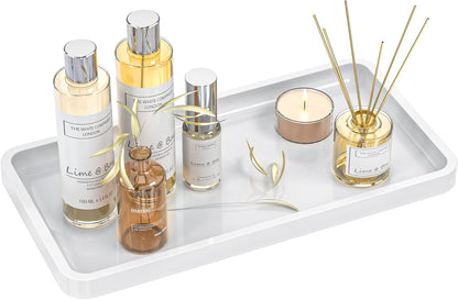 Small Bathroom Vanity Tray for Countertop Makeup Perfume Jewelry Decor Candle Keys, Small Black Kitchen Tray for Soap Dispenser Spice Bamboo Toilet Tray 7.9" L x 4" W x 0.79" H