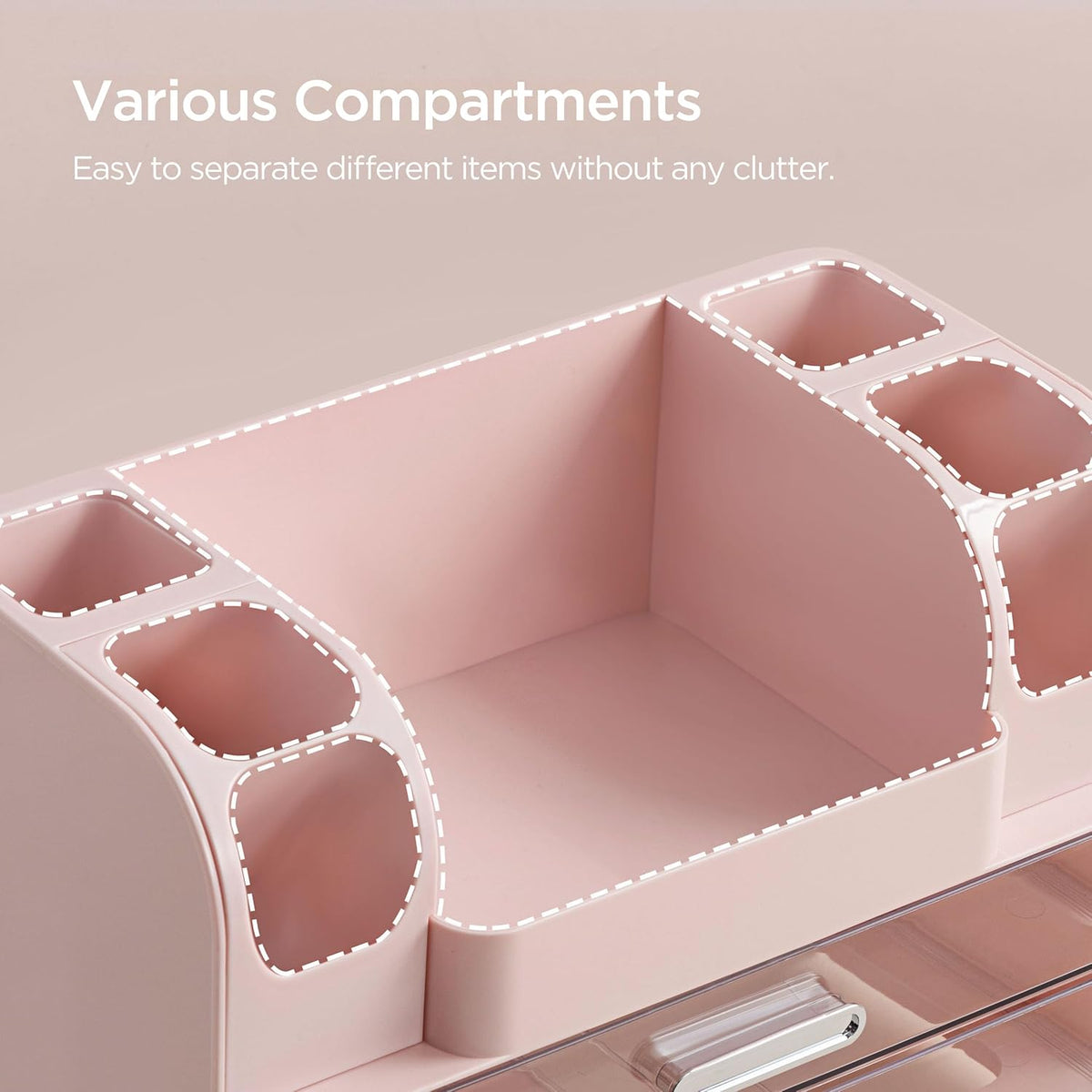 HBlife Makeup Organizer for Vanity with Brush Holder, Large Bathroom Countertop Cosmetic Organizer Skin Care Storage, Easy to Store Lipsticks, Nail Polishes, Perfumes, Eyeshadow Palettes, All White