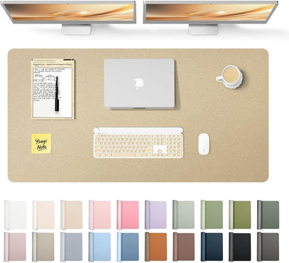 YSAGi Leather Desk Pad Protector, Office Desk Mat, Large Mouse Pad, Non-Slip PU Leather Desk Blotter, Waterproof Laptop Desk Writing Pad for Office and Home (23.6" x 13.8", Eggshell) - Colors A