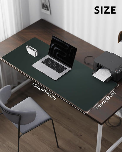 AFIING Large Desk Mat 55" x 24" - PU Leather Desk Pad Protector, Waterproof Non-Slip Extended Mouse Pad for Office Desk, Keyboard, Laptop and Home Workspace (Black)