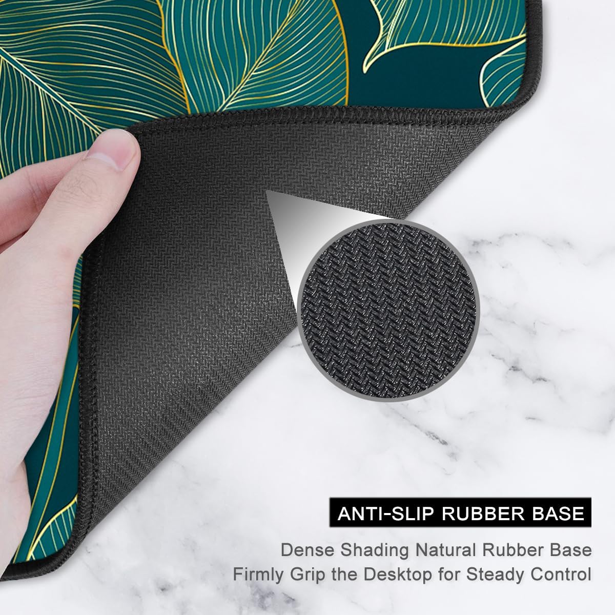 Auhoahsil Desk Mat, Ultra Large Mouse Pad, XXL Gaming Mousepad, Green Tropical Leaves Deskpad, Big Extended Full Size Mouse Pad, Desktop Desk Matt for Keyboard, Laptop & Computer, 35.5 x 15.7 in - Colors A