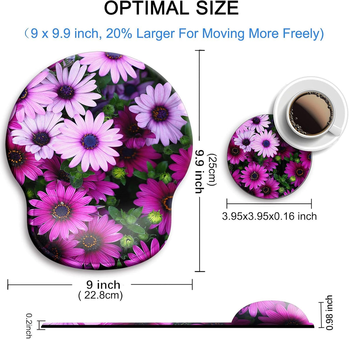 Ergonomic Mouse Pad with Wrist Support Rest,Large Mousepad Gel Wrist Rest, with Coaster Non-Slip & Pain Relief for Computer, Desk, Home&Office-Beach - Colors B