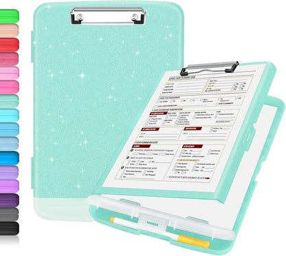 Clipboard with Storage, Clip Board 8.5 x 11 with Pen Holder, High Capacity Plastic Organization Case Box for Letter Legal A4 Size Paper, Nurses Teachers Must Haves, School & Office Supplies