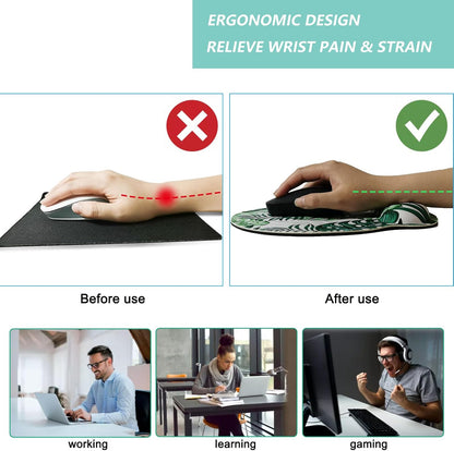 Mouse Pad with Wrist Support, Ergonomic Mouse Pad with Memory Foam Wrist Rest Cushion, Non-Slip Rubber Base Gaming Mice Pad for Home Office Computer Laptop, Flower Black